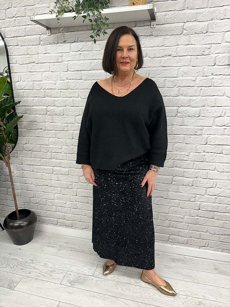 Soya Concept Jasleen Sequin Skirt - Black