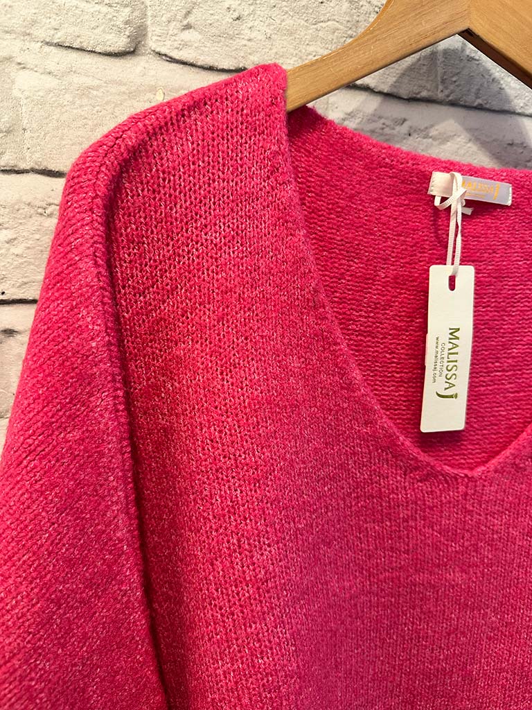 Malissa J V-Neck Classic Knit - Pink