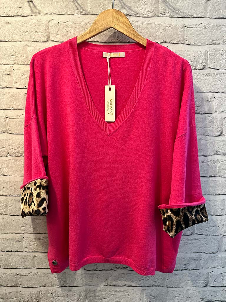 Malissa J Leopard Turn Up Knit - Pink