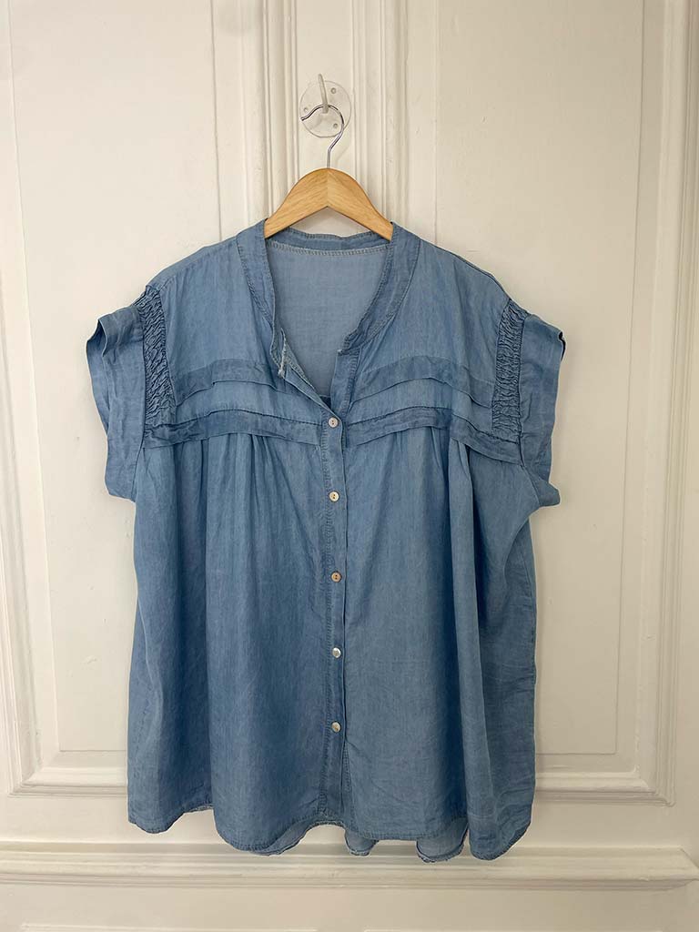 Chambray Smock Top - Pale Denim