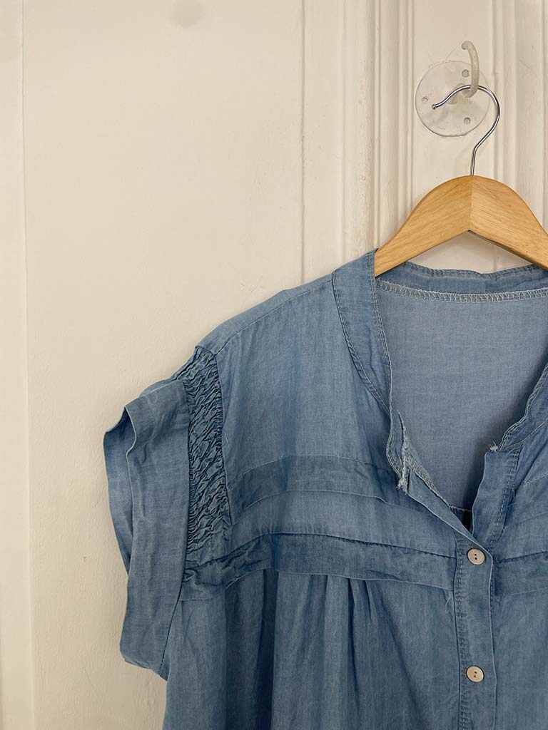 Chambray Smock Top - Pale Denim
