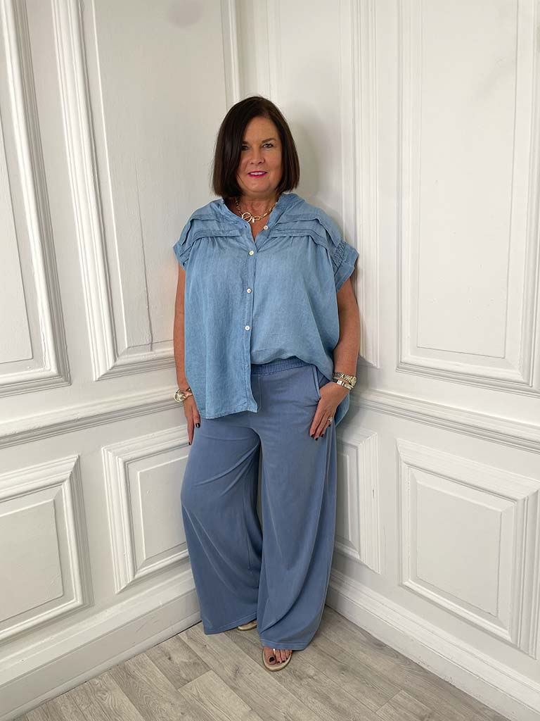 Chambray Smock Top - Pale Denim