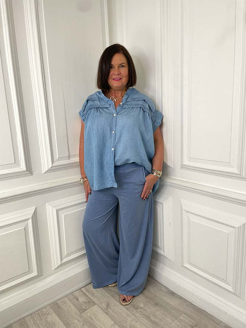 Chambray Smock Top - Pale Denim