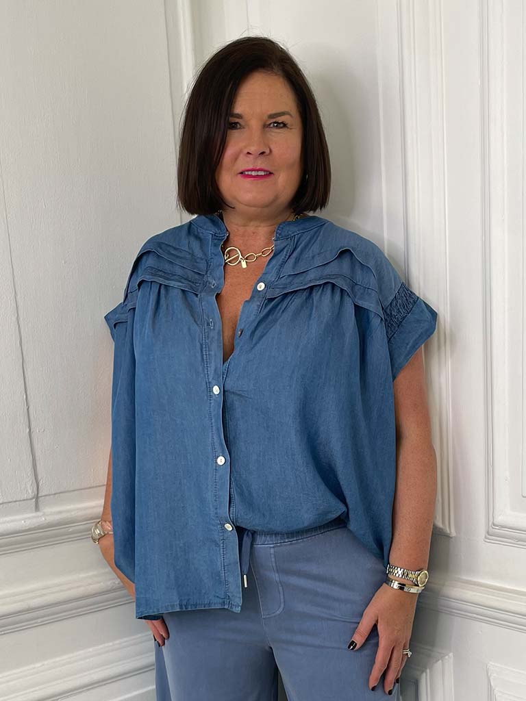 Chambray Smock Top - Mid Denim