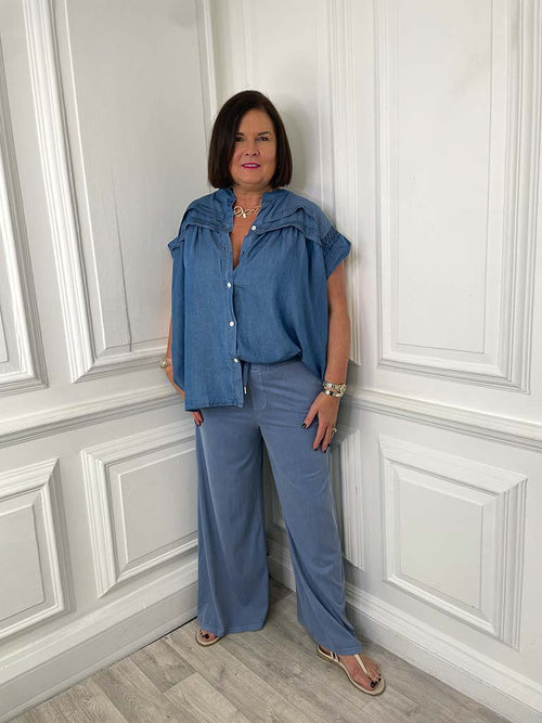 Chambray Smock Top - Mid Denim
