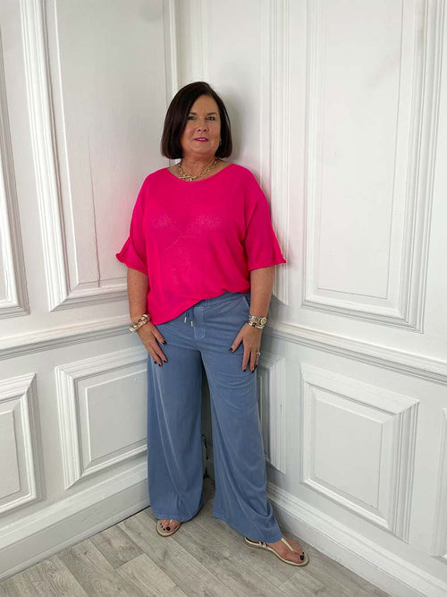 Exposed Edge Boxy Knit - Hot Pink