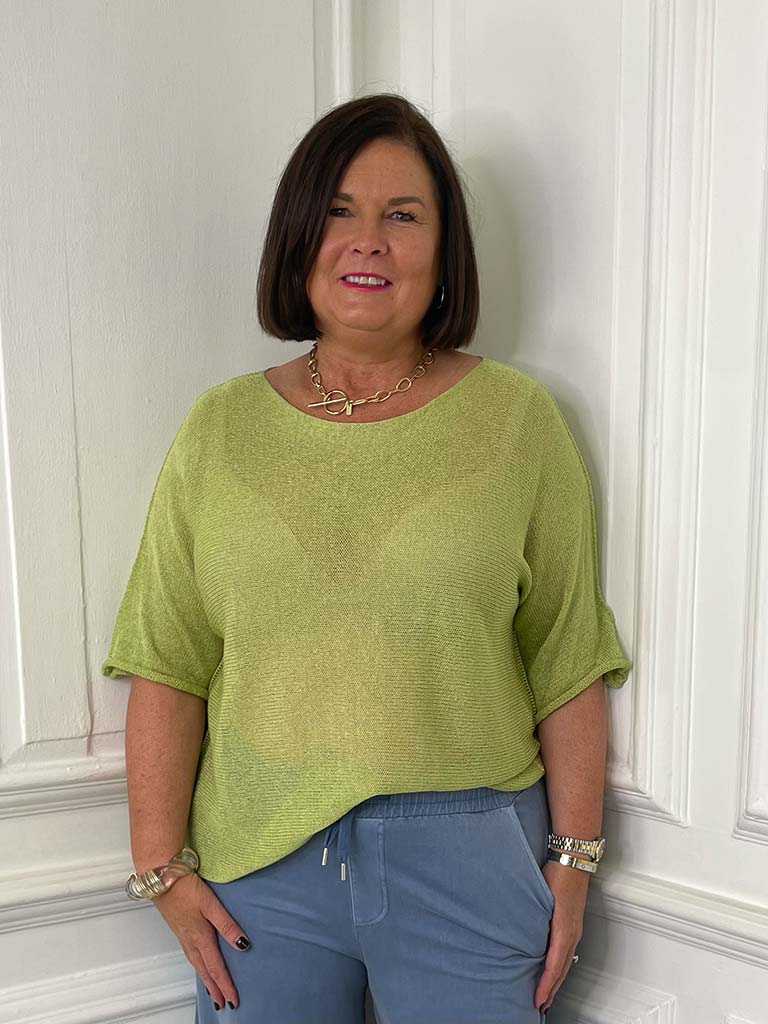 Exposed Edge Boxy Knit - Pear