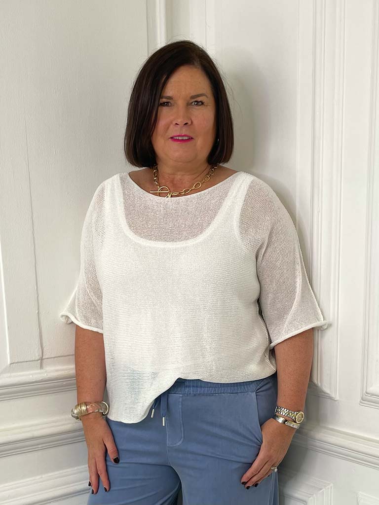 Exposed Edge Boxy Knit - White