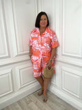 Boyfriend Style Shirt & Shorts Co-ord - Flamingo Pink