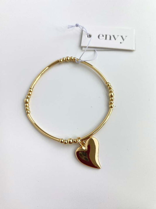 Envy Beaded Stacking Bracelet - Gold Heart