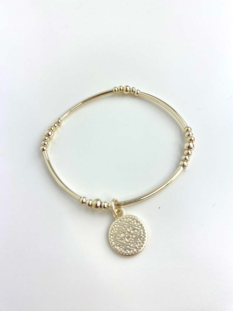 Envy Beaded Stacking Bracelet - Dusted Gold Coin