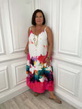 Watercolour Beaded Dress - Pink Mix