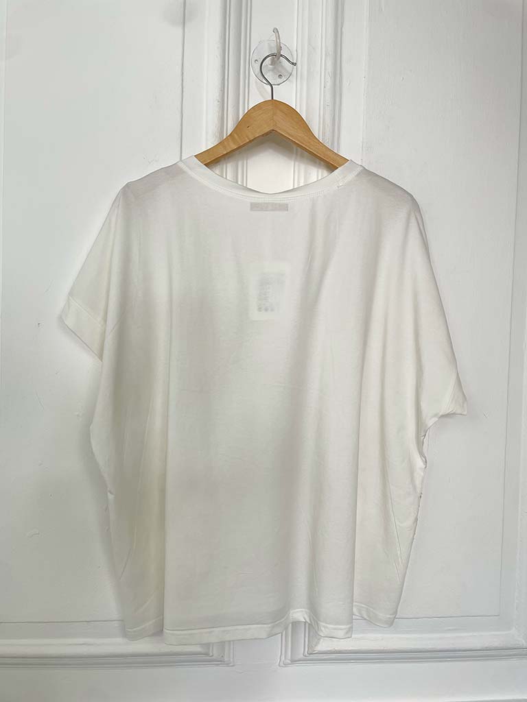 Sequin Flower Tee - Soft White