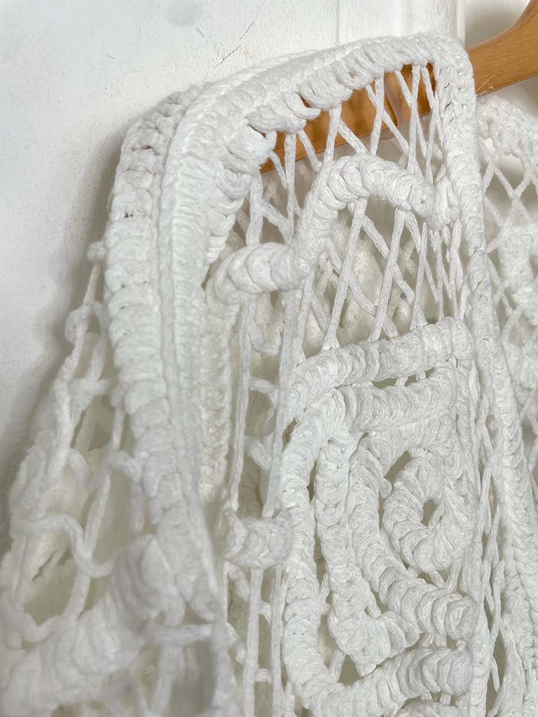 Chunky Cotton Crochet Jacket - White