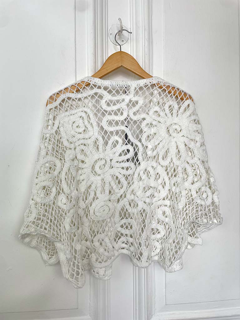 Chunky Cotton Crochet Jacket - White