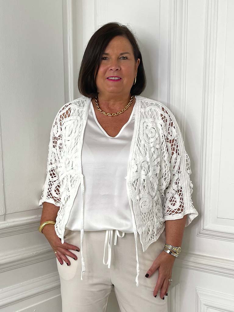 Chunky Cotton Crochet Jacket - White
