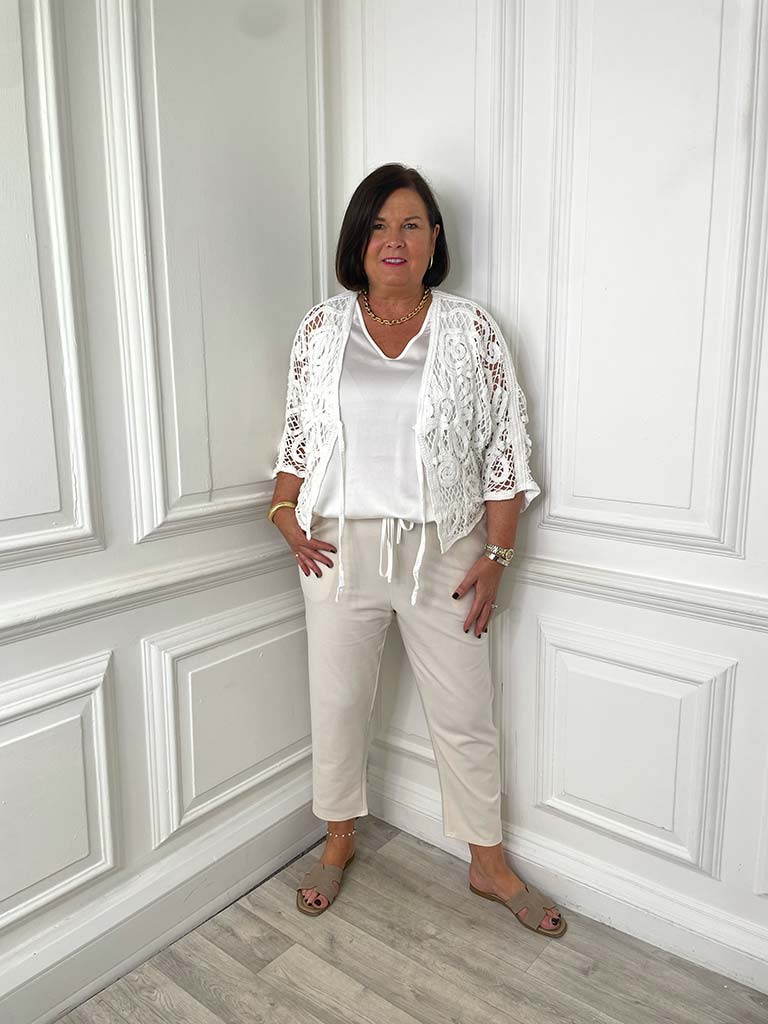 Chunky Cotton Crochet Jacket - White