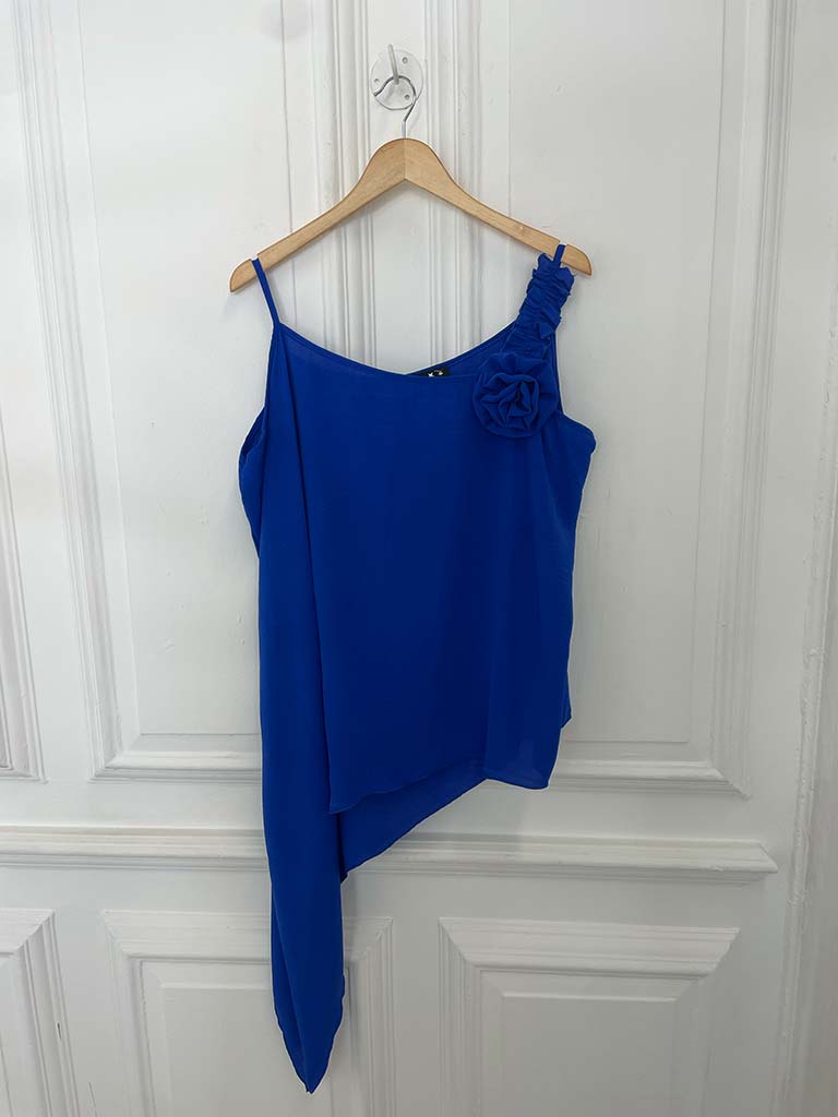 Asymmetric Flower Co-ord - Royal Blue