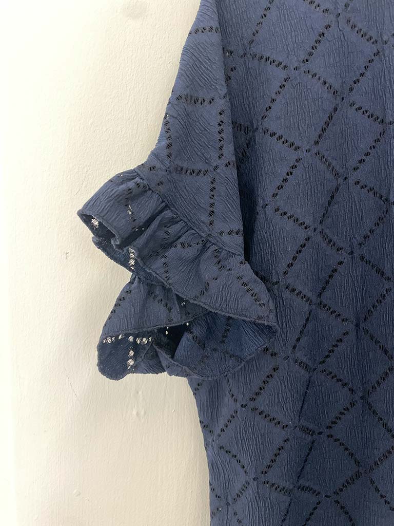 Diamond Eyelet Top - Navy