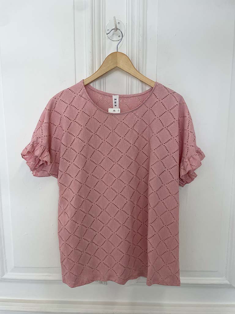 Diamond Eyelet Top - Blush