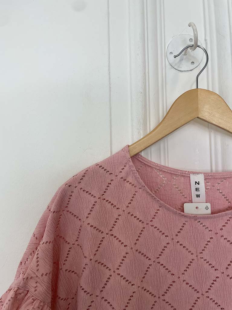 Diamond Eyelet Top - Blush