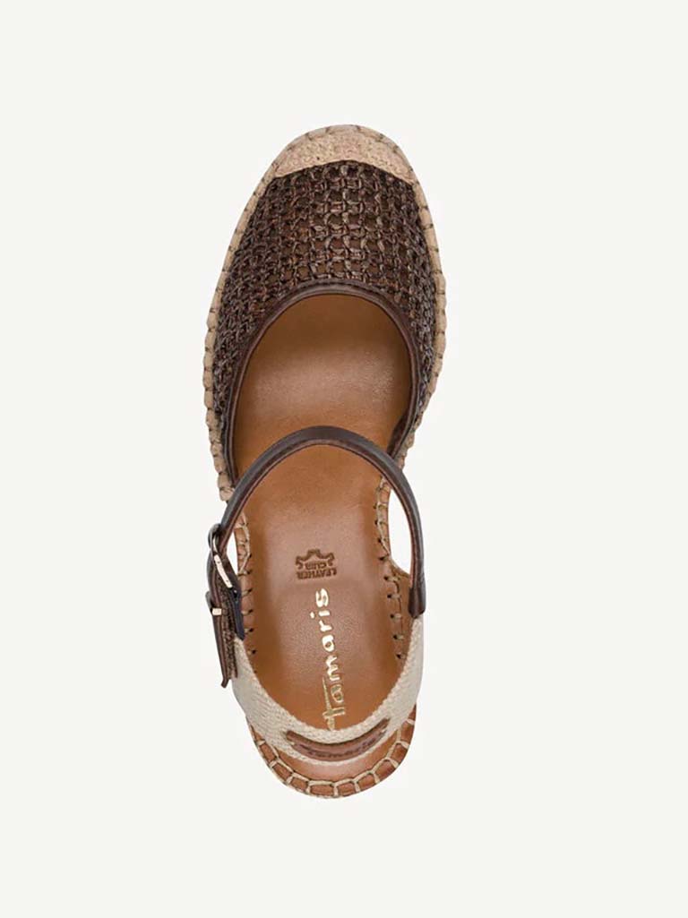 Tamaris Basket Weave Wedges - Mocha