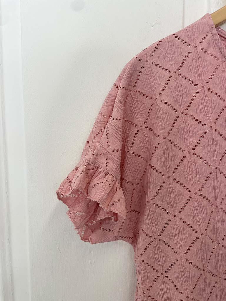 Diamond Eyelet Top - Blush