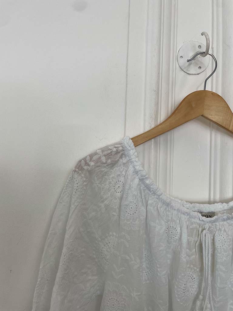 Cotton Bardot Embroidered Dress