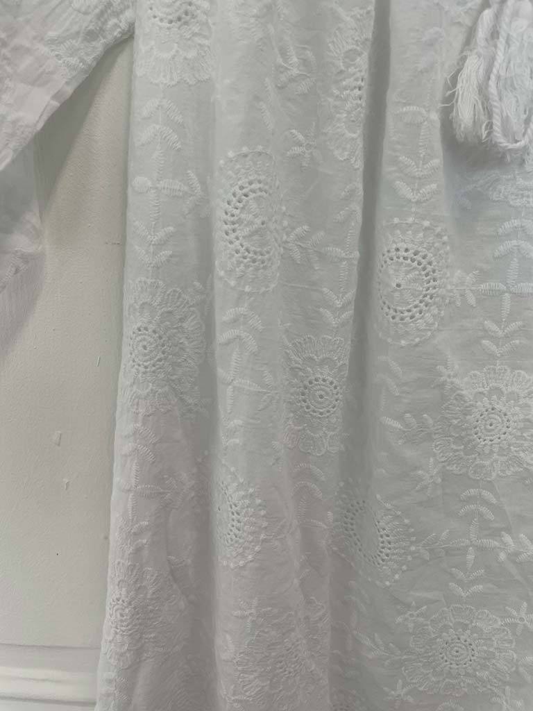 Cotton Bardot Embroidered Dress
