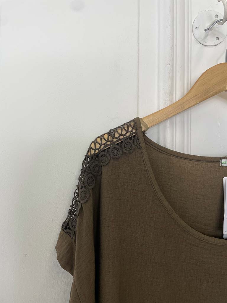 Rosalie Lace Shoulder Top - Treacle
