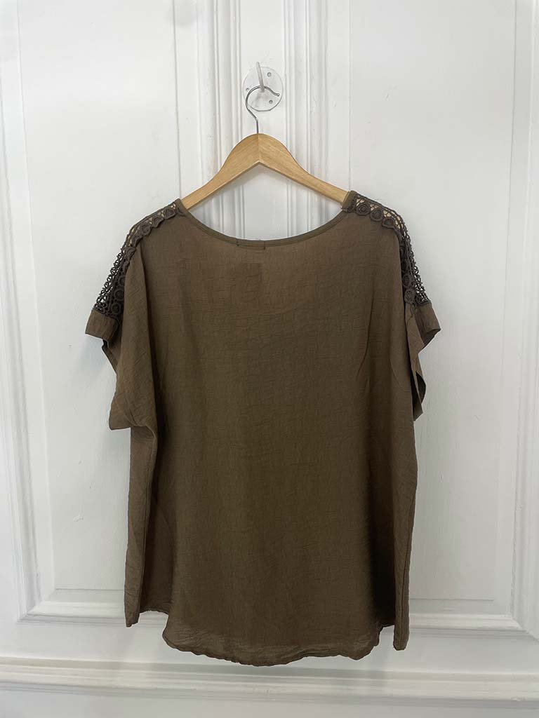 Rosalie Lace Shoulder Top - Treacle