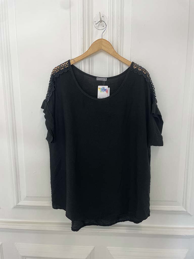 Rosalie Lace Shoulder Top - Black