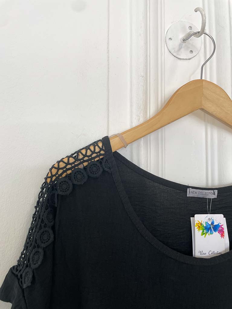 Rosalie Lace Shoulder Top - Black