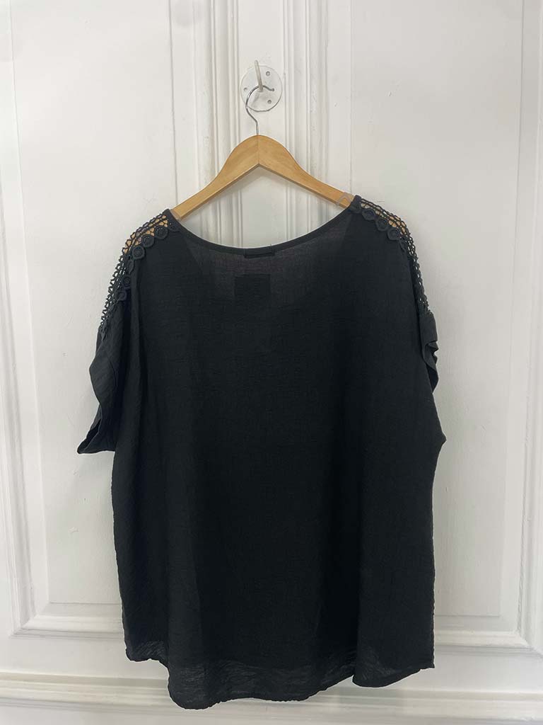 Rosalie Lace Shoulder Top - Black