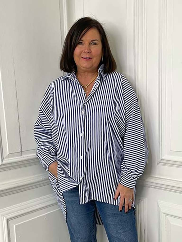 Oversized Stripe Shirt - Navy