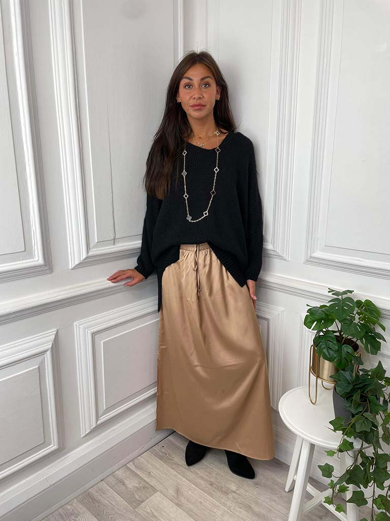 Malissa J Silk Feel Maxi Skirt - Gold