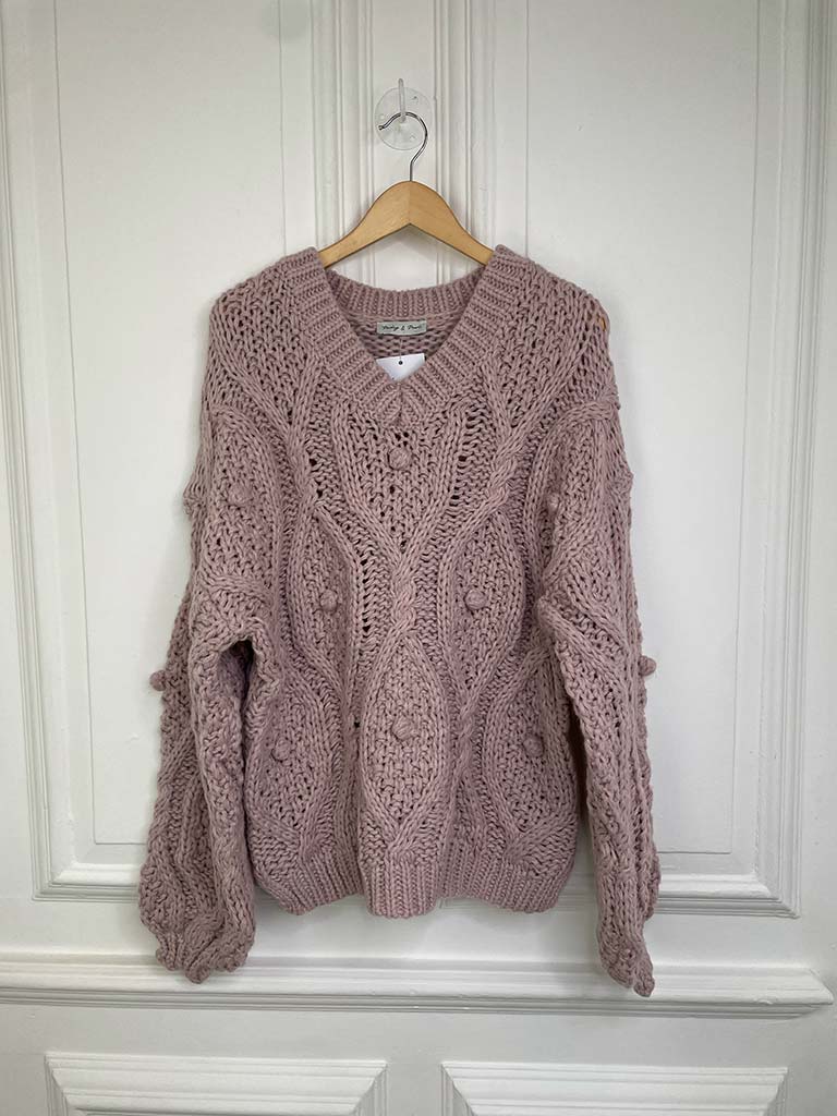 Chunky Cable Bobble Knit - Rose