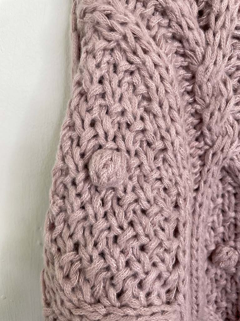 Chunky Cable Bobble Knit - Rose