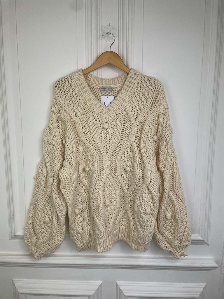 Chunky Cable Bobble Knit - Cream