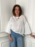 Linen Puff Sleeve Top - White