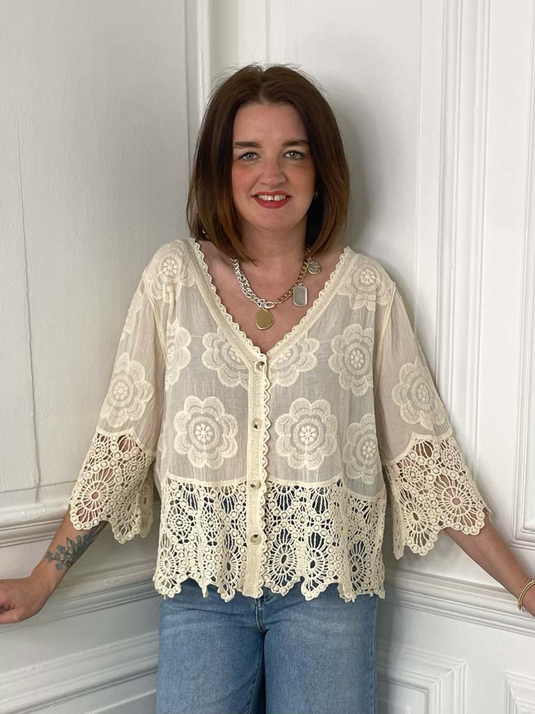 Vintage Crochet Jacket - Parchment