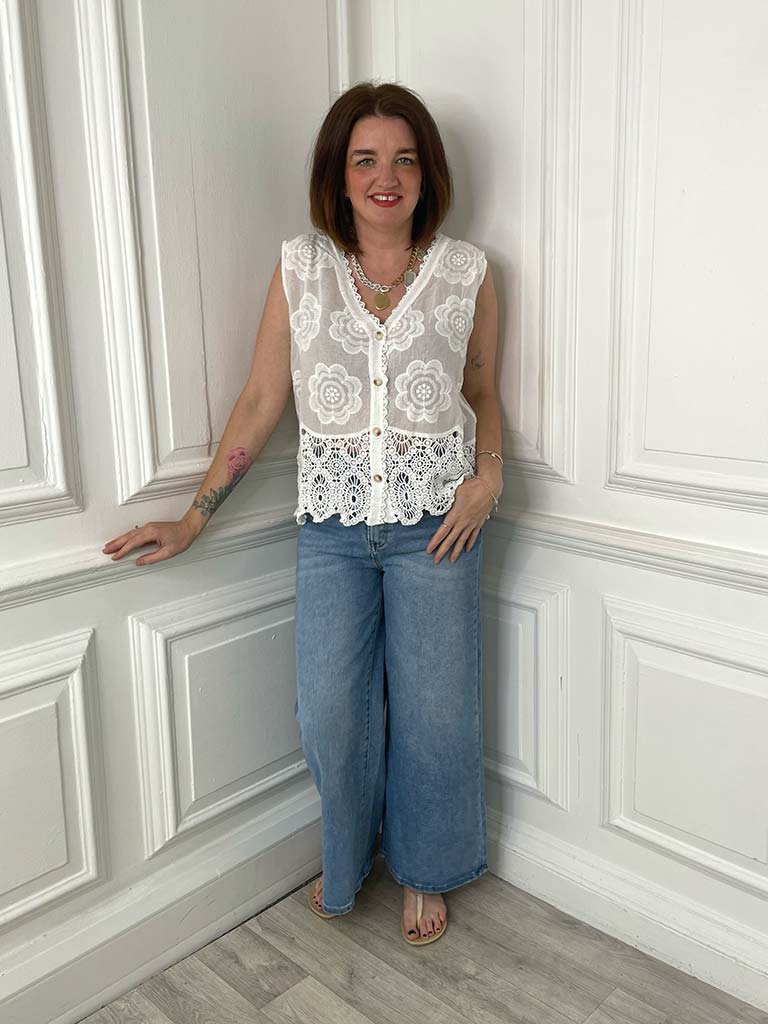 Vintage Crochet Waistcoat - White