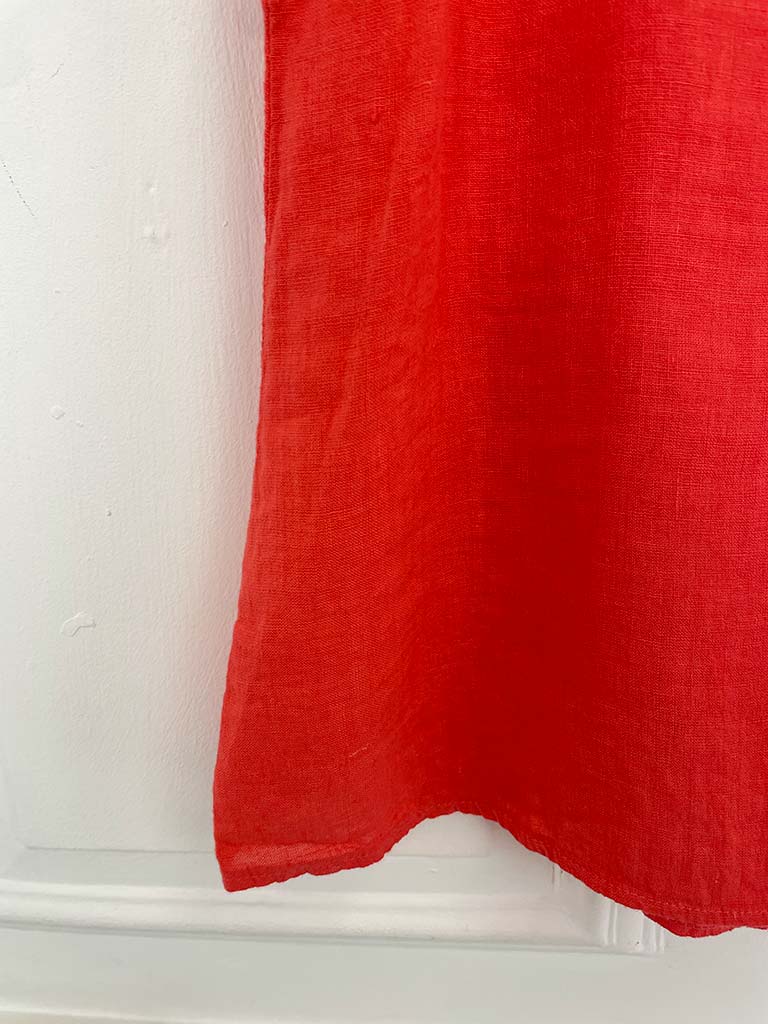 Linen Button Back Top - Blood Orange