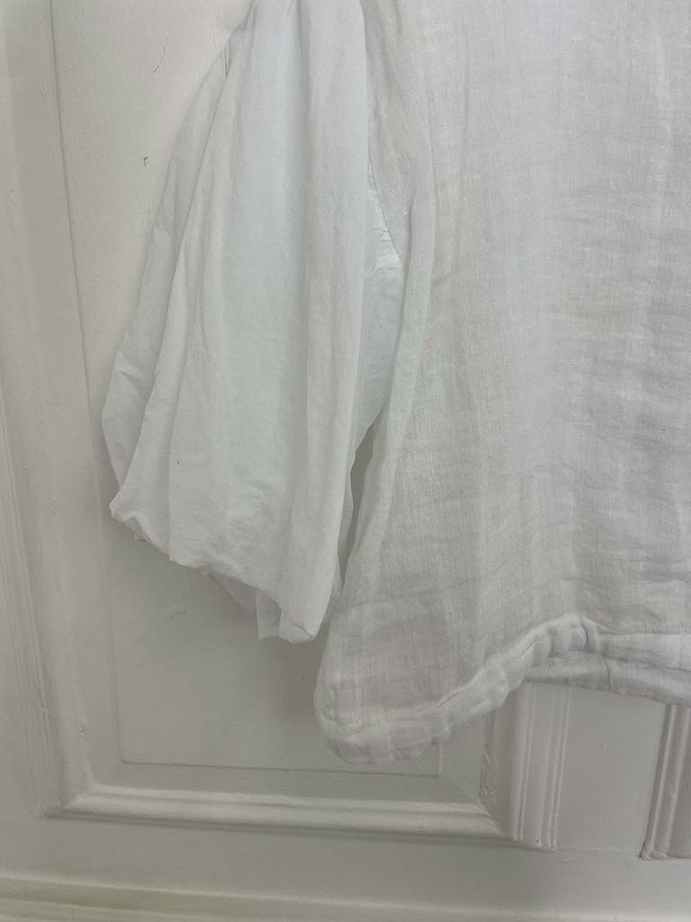 Linen Puff Sleeve Top - White