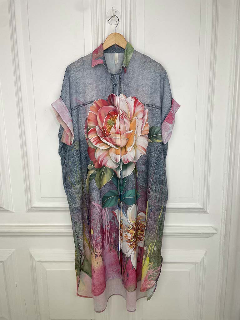 Denim Style Floral Print Dress