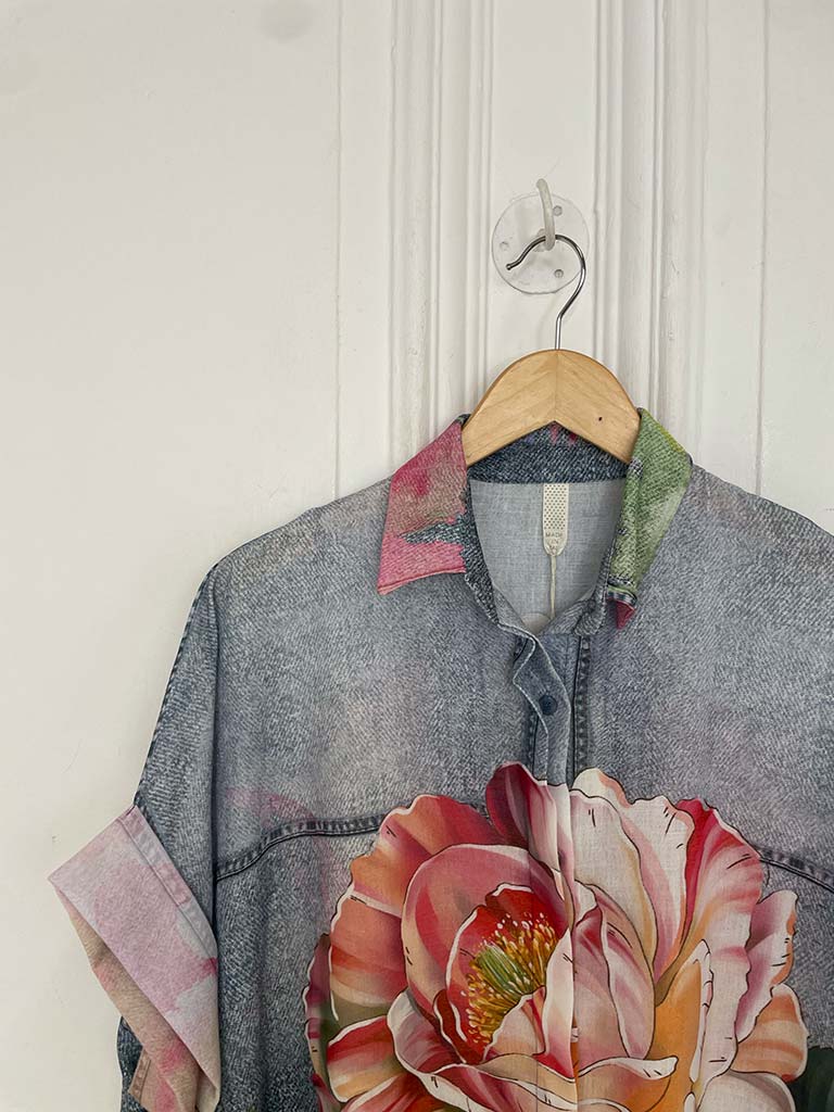 Denim Style Floral Print Dress
