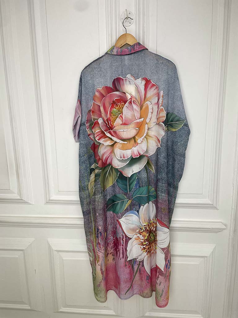 Denim Style Floral Print Dress
