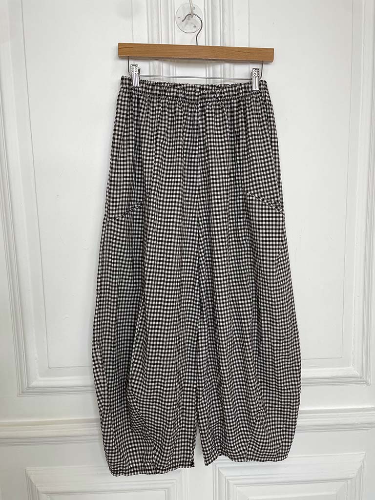 Cottage Check Cocoon Trousers - Chocolate