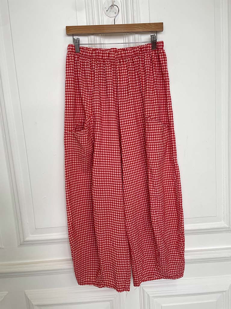 Cottage Check Cocoon Trousers - Cherry