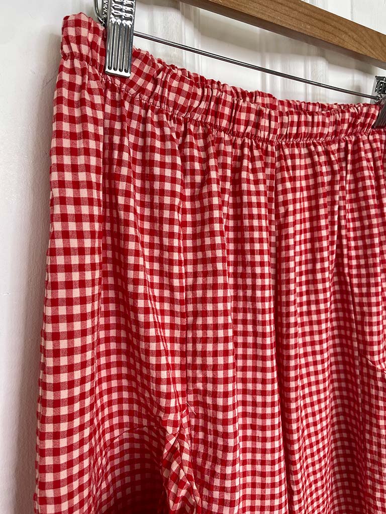 Cottage Check Cocoon Trousers - Cherry